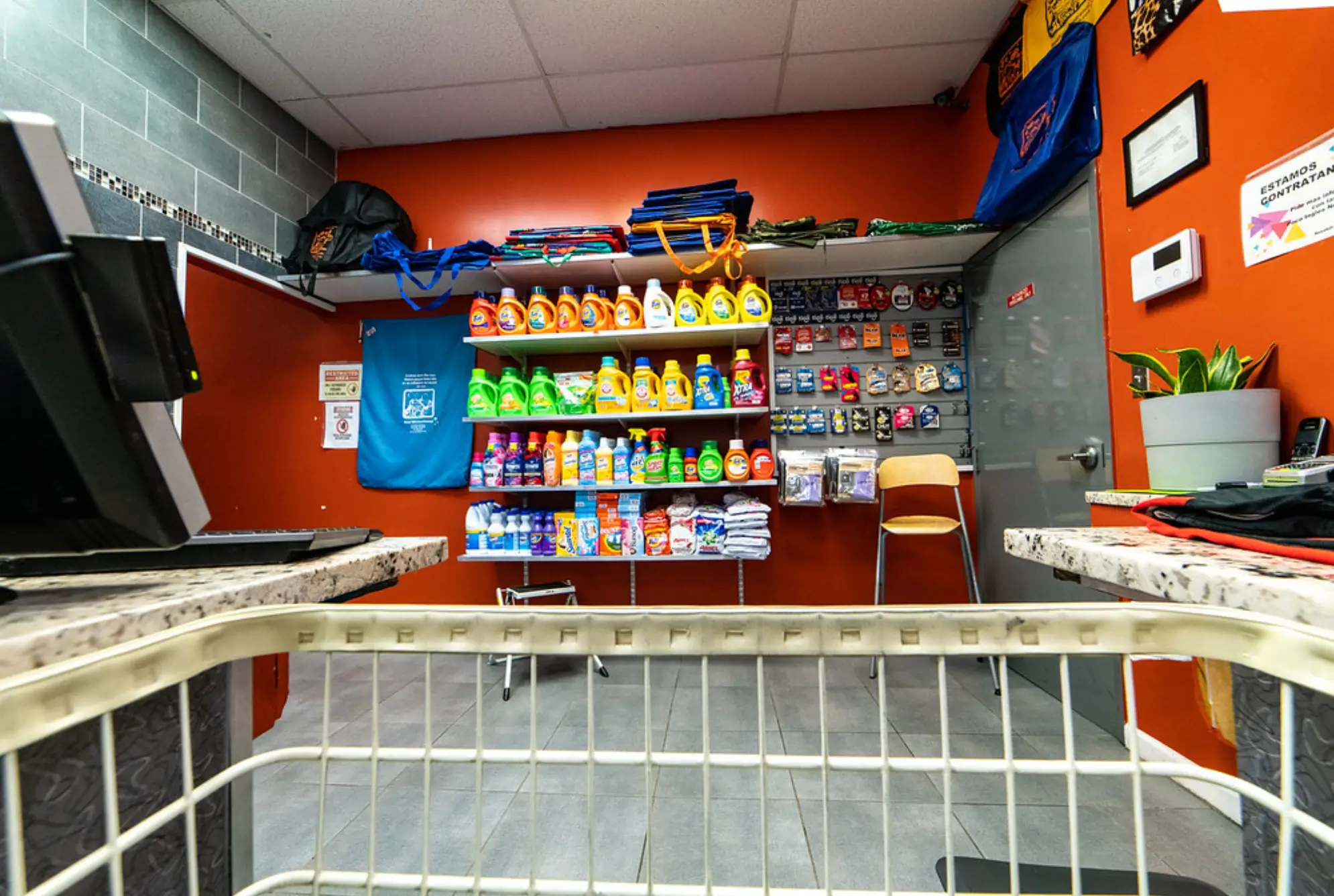 Laundry supplies detergent dispenser machine at Rose Hill Wash