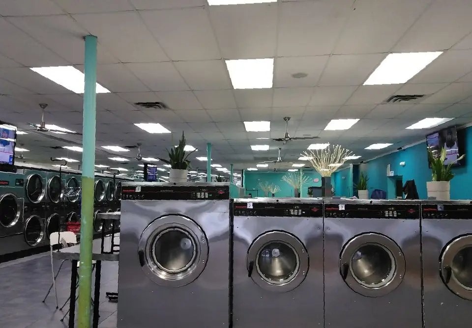 Clean and bright laundry facilities at Rose Hill Wash