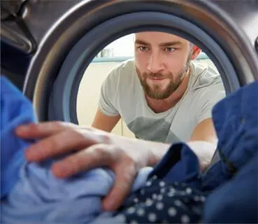 Self-service laundromat with modern washing machines